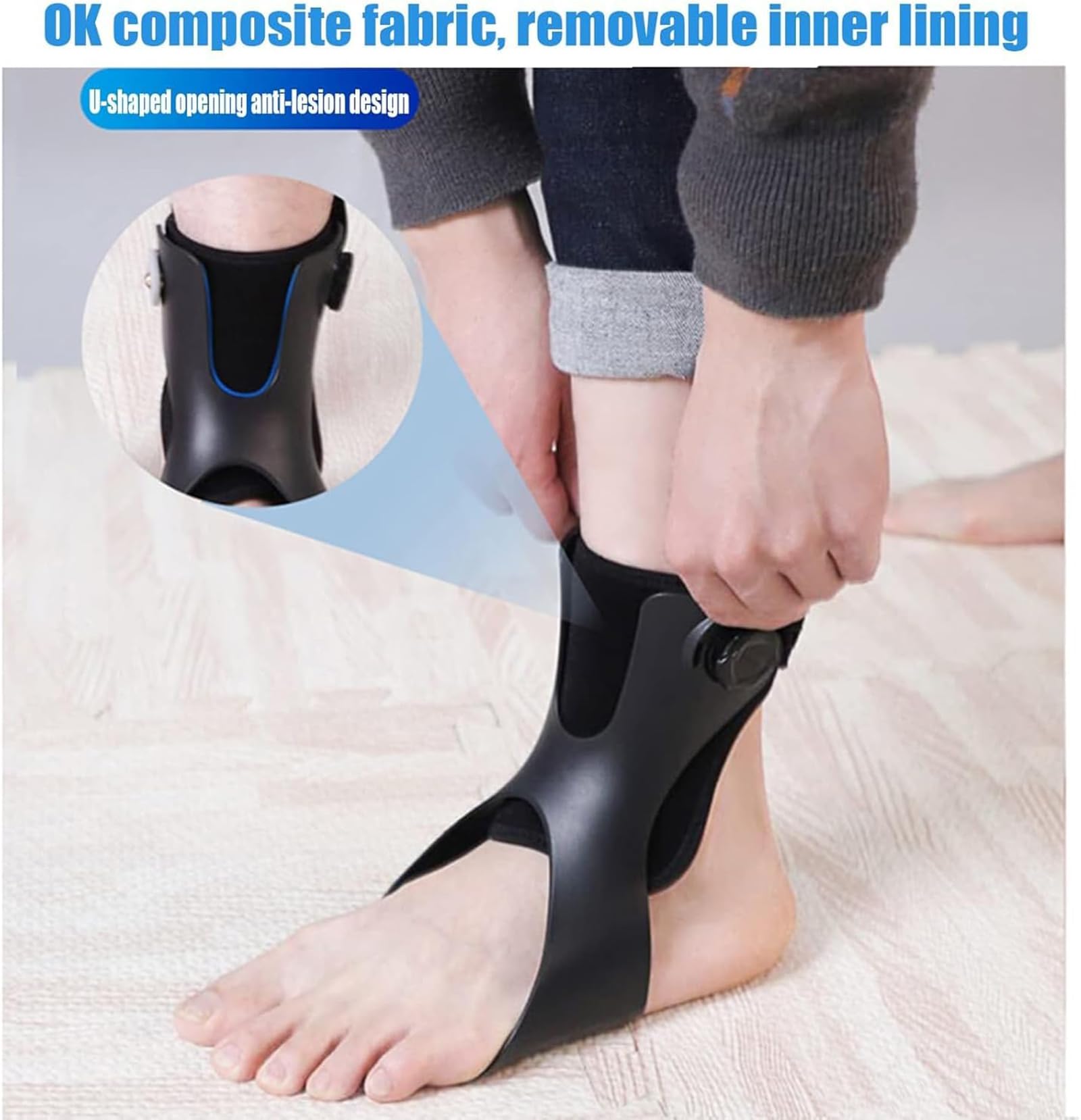 McbeAn Drop Foot Brace Orthosis, Foot Drop Brace Splint, Gait Assist Support Bracket, Adjustable Lightweight Ankle Foot Orthosis, for Drop Foot, Ankle Instability or Limb Spasticity