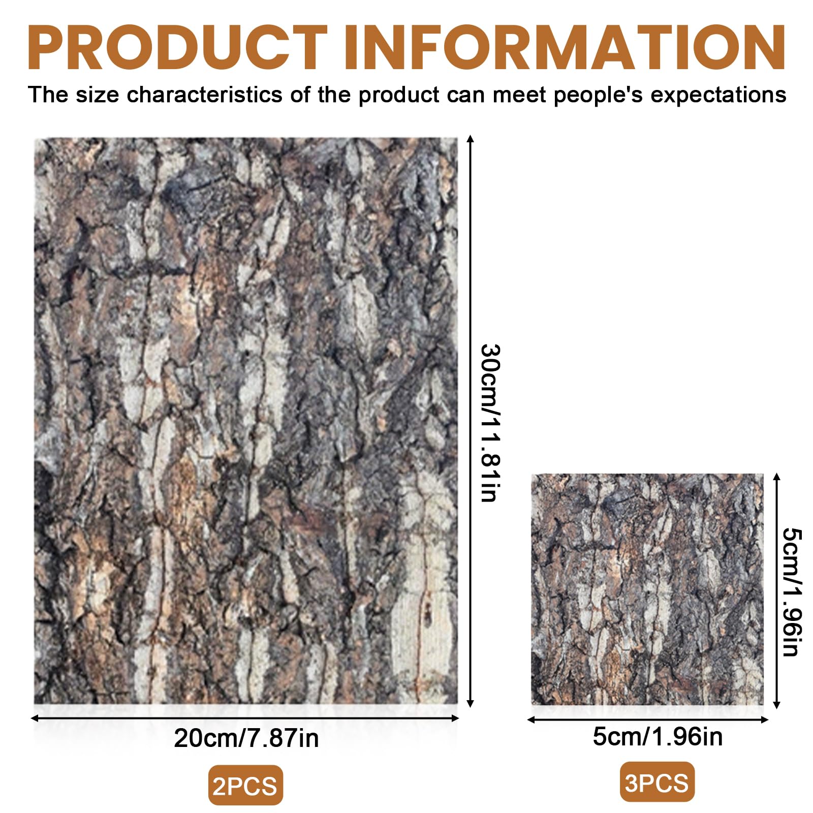 GOMETY Corteccia di Sughero per Terrario 5 Pezzi 5x5 cm e 30x20 cm, Sfondo Naturale Effetto Corteccia d’Albero, Decorazione Parete per Rettili, Gechi, Lucertole, Tartarughe e Serpenti