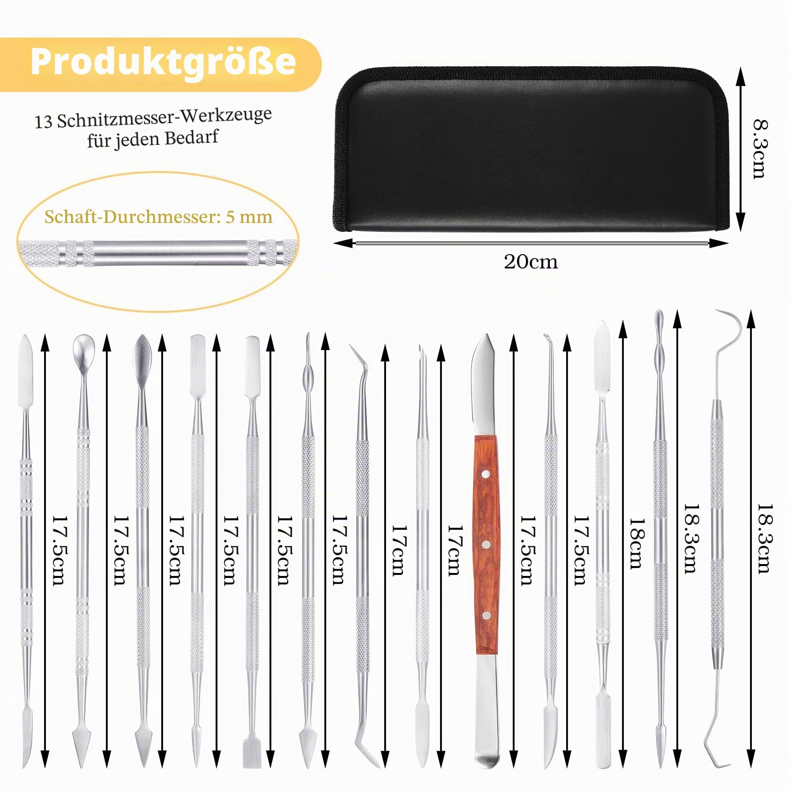 Modelling Tools,13 Pcs Stainless Steel Double-Ended Clay Sculpting Tools,Silver Clay for Wax Carvers Art Crafts DIY Pottery Sculptur