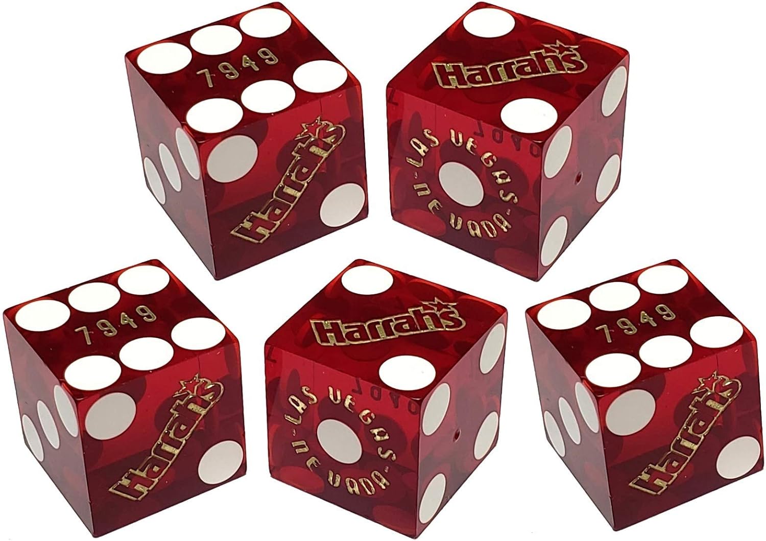 Cyber-Deals Craps Kit Sets with Dice Stick & Acrylic Dice Boat, Featuring Authentic Las Vegas Casino Table-Played Dice (Harrah's (Dark Red Polished))