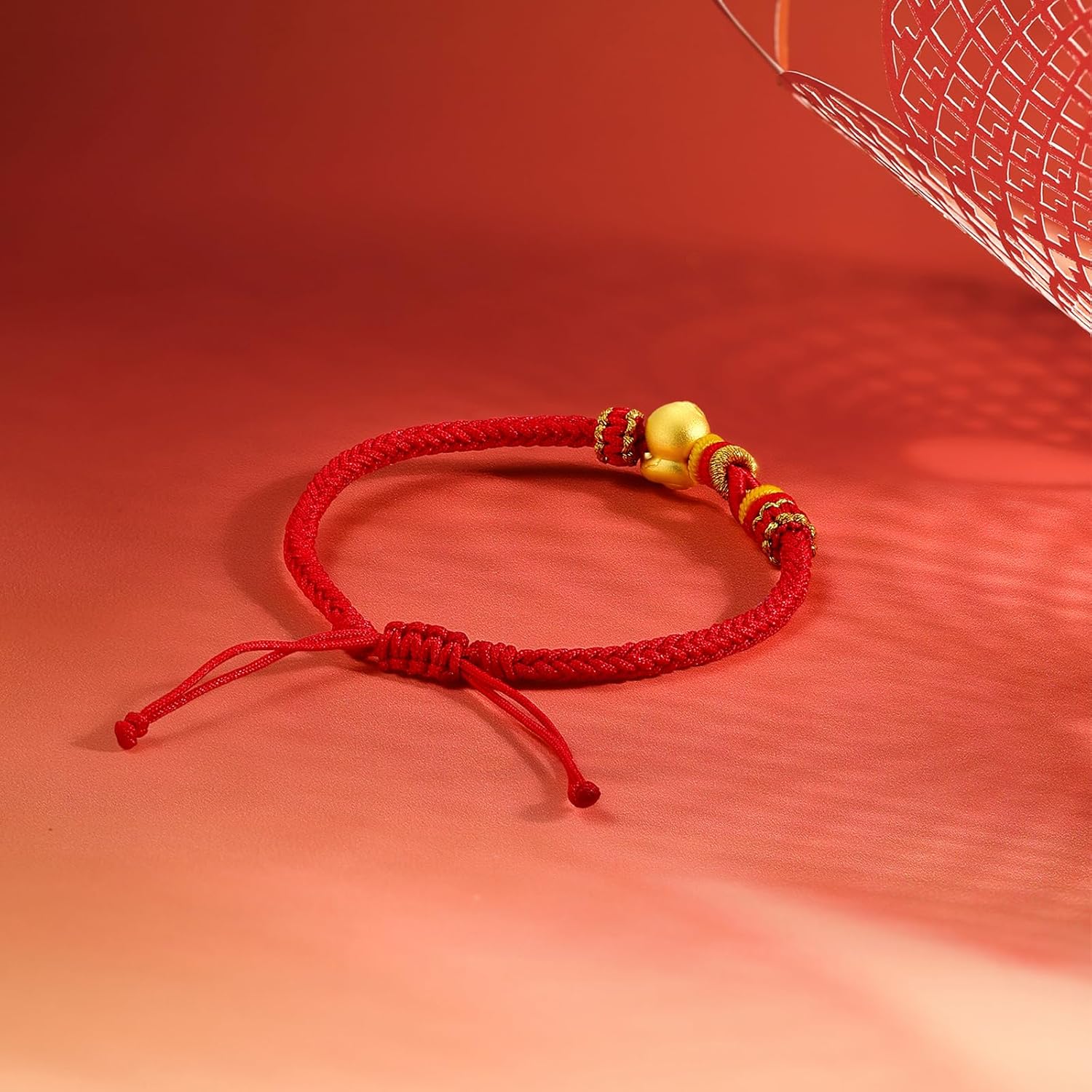 ZHOU LIU FU 24K Gold Bracelet Zodiac Snake Charm Bracelet Red Braided Bracelet Blessing Dainty Jewelry for Women Mom Daughter Lover Birthday New Year 6.3-7.5inch/16+3cm A1714254