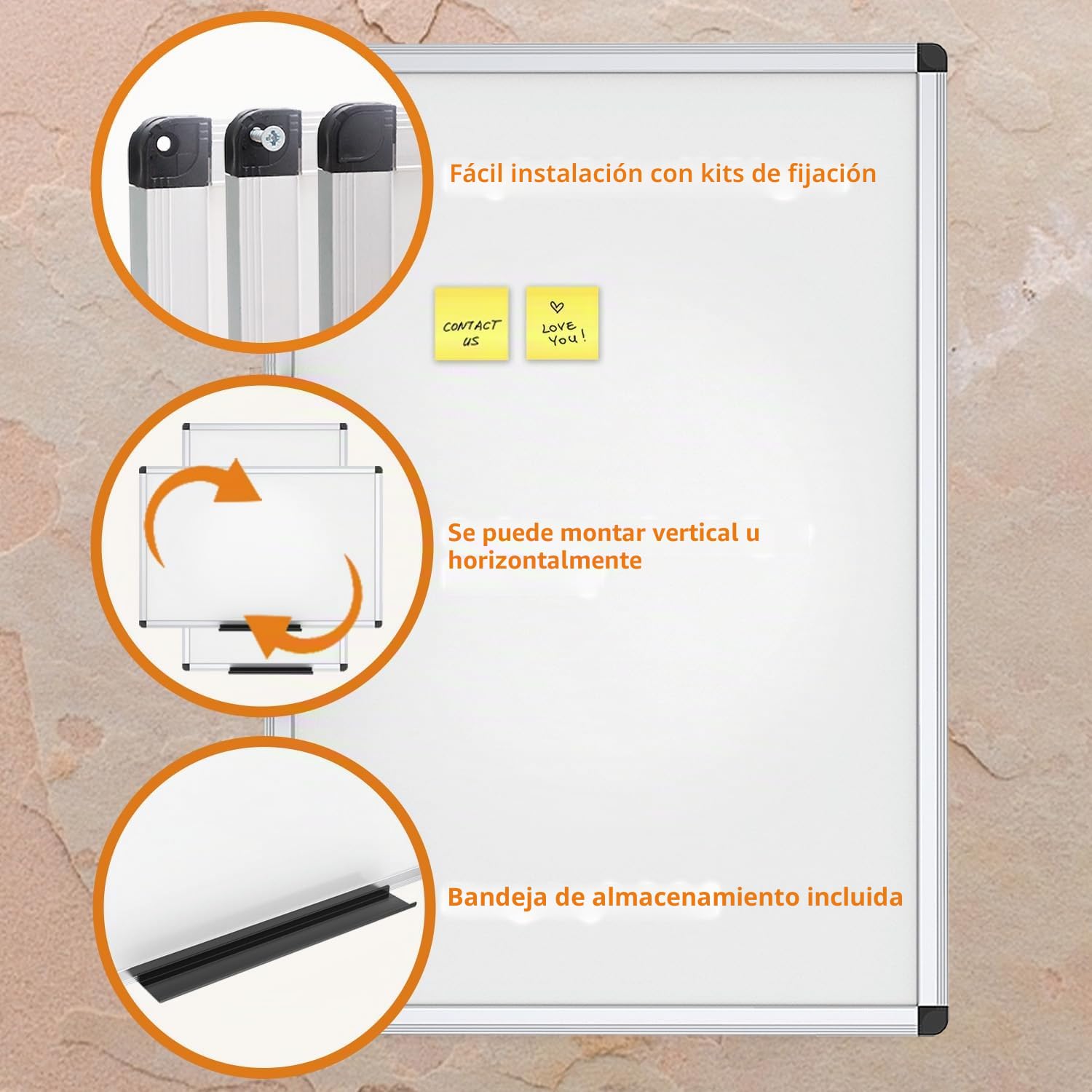 VIZ-PRO Pizarra Blanca Magnética con Marco de Aluminio y Bandeja para Rotuladores, 90 x 60 cm, Ideal para Oficina, Escuela y Hogar