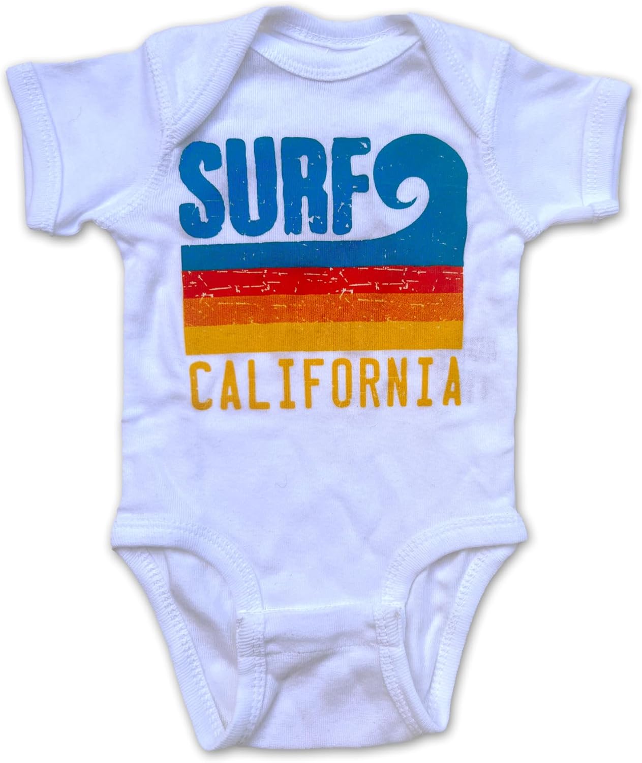 Sol Baby Surf California Stripe Wave Bodysuit - Unisex Baby Summer, Short Sleeve Romper for Newborns, Infants & Babies