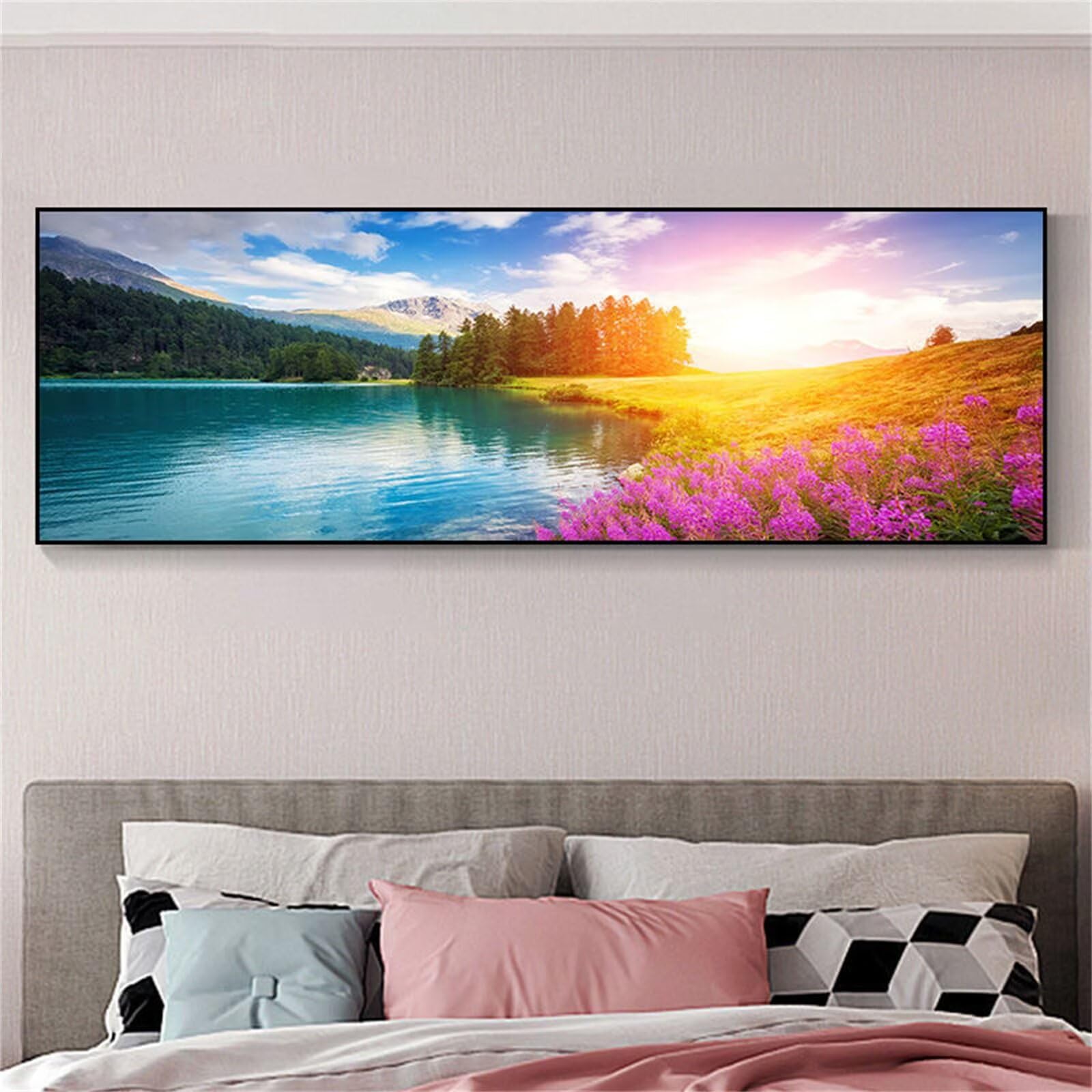Broderie Diamant Grand Format Lac du Crépuscule : 5D Diamond Painting Adulte 50x100cm