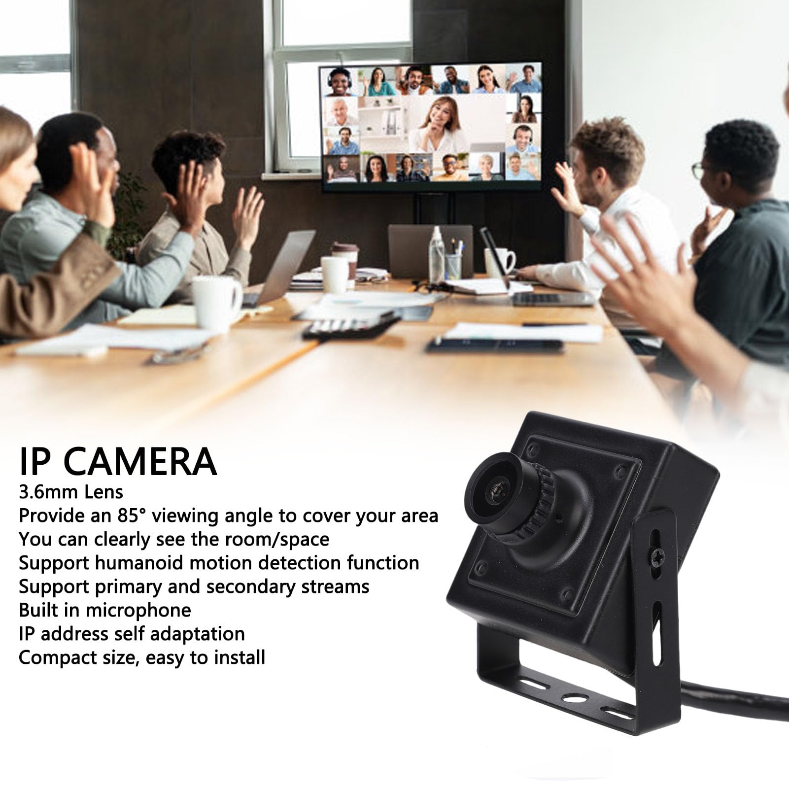 Mała Kamera IP, Obiektyw 3,6 Mm 85 ° FOV HD Indoor Security Camera, Wbudowany Mikrofon, Wykrywanie Ruchu Człowieka, łatwa Instalacja, H.265 H.264 (8mp)