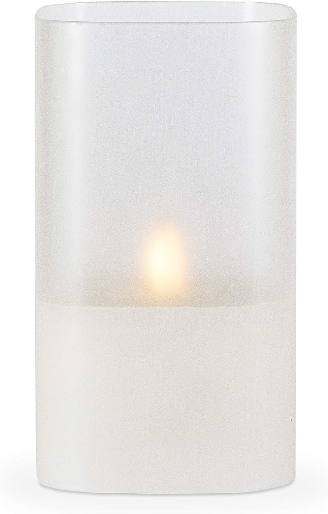4"Lx4"Wx7"H Hand Poured Wax Candle in Frosted Glass with Exclusive illumaflame Glow