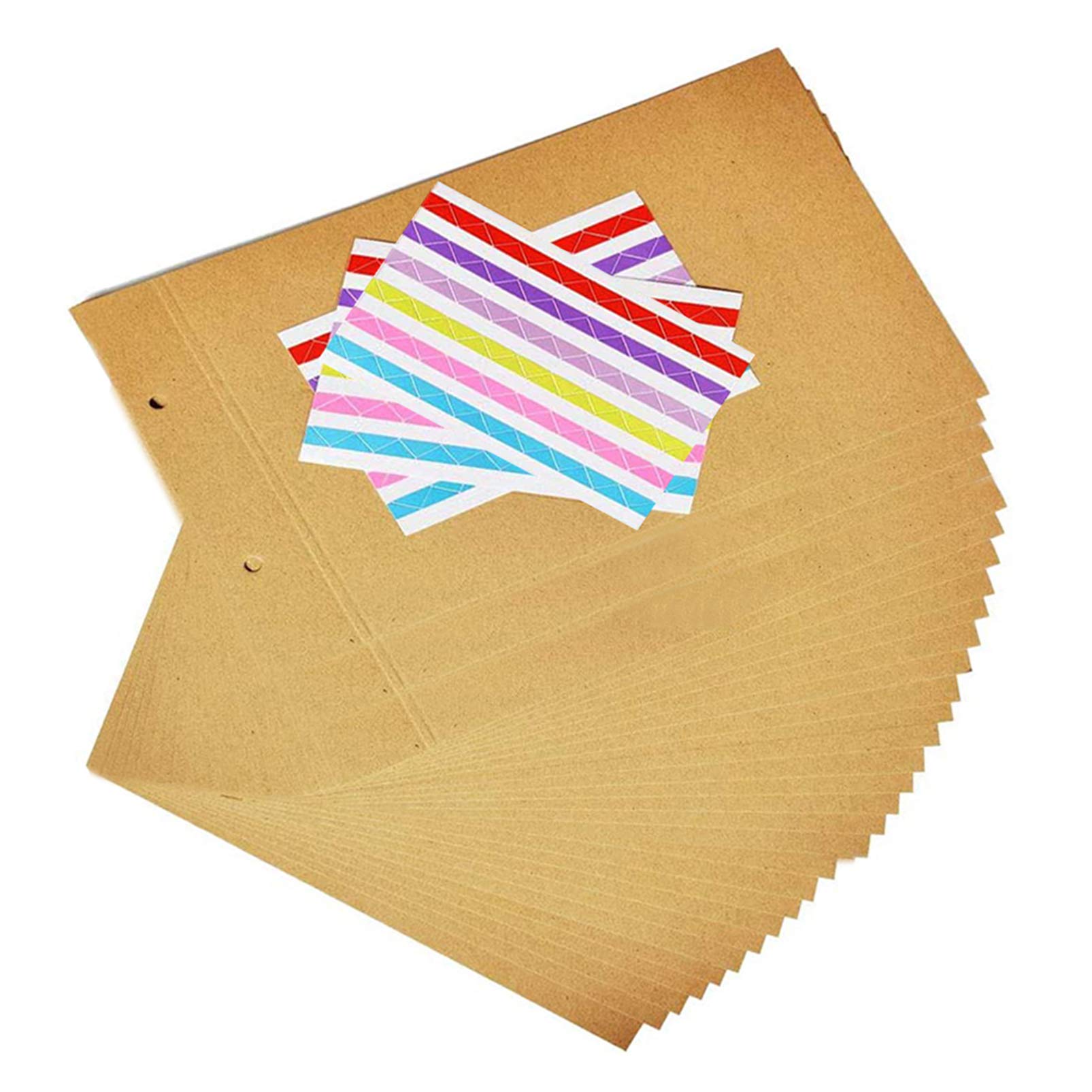 Scrapbook Inner Paper Brown Blank Paper, 40 Sheets/ 80 Pages Refill Paper for DIY Scrapbook Wooden Photo Album,11.3x7.3inch, with 3 PCS Photo Corners Sticker