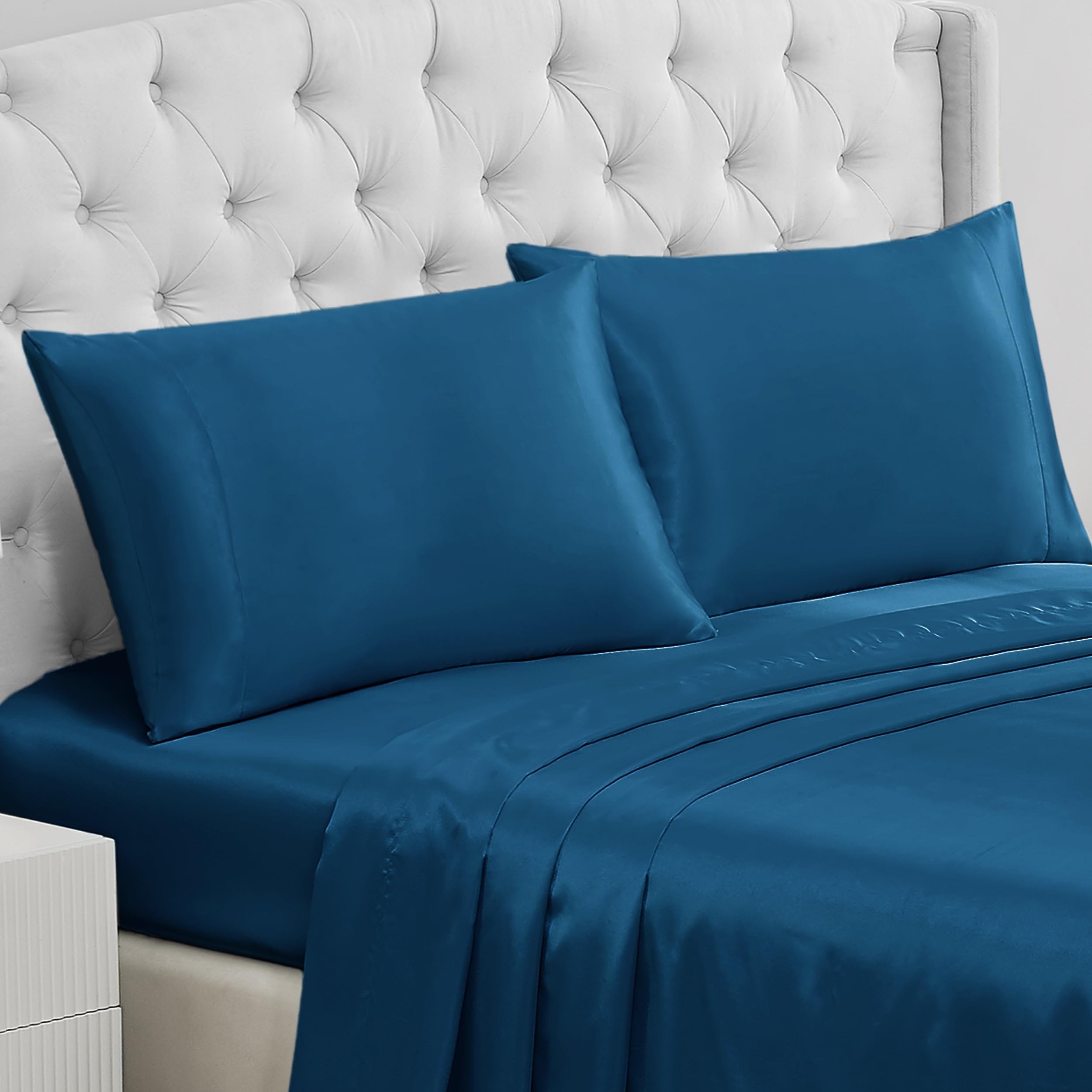 Juicy Couture Twin Size Satin Bed Sheet Set, Deep Pocket Silky