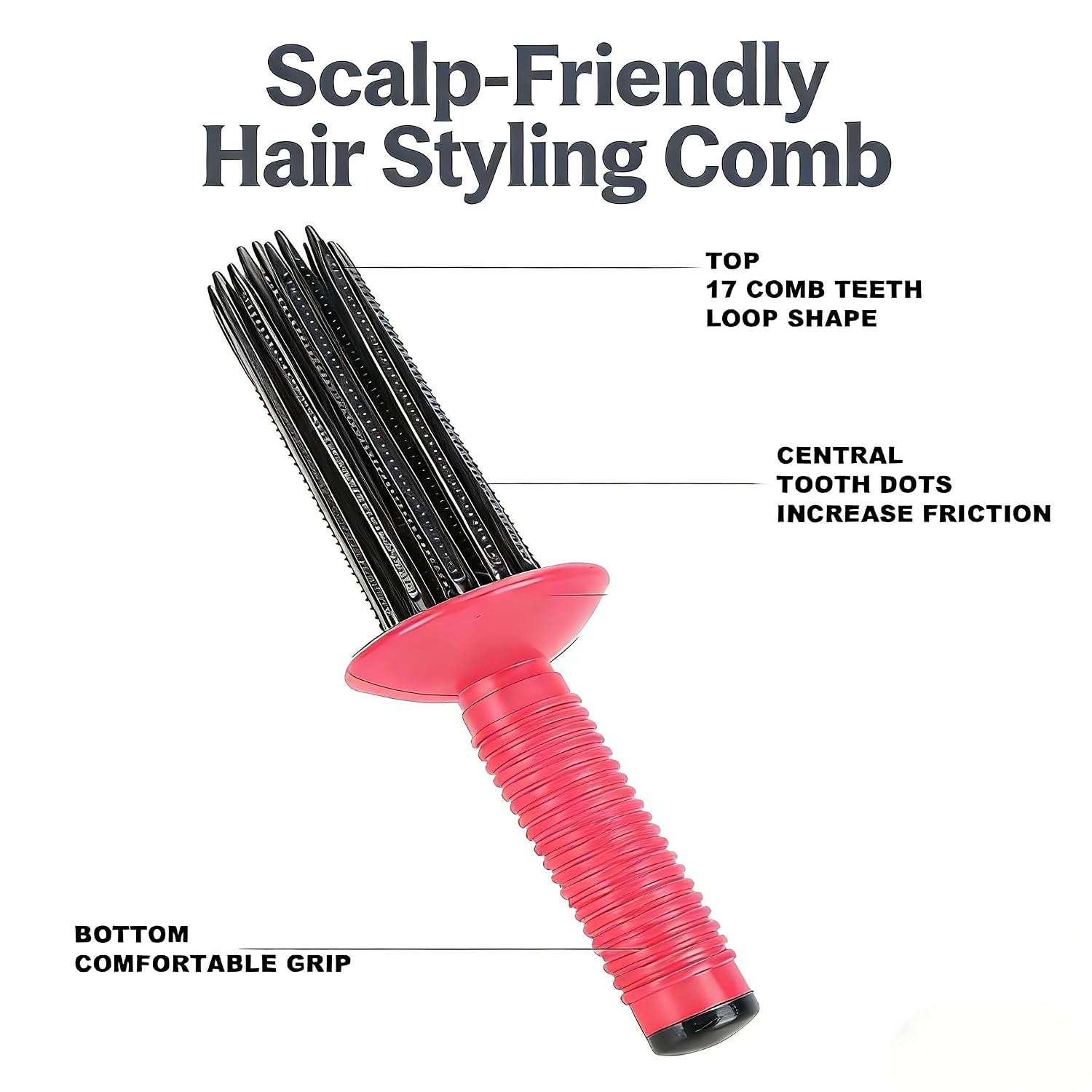 Air Volume Comb for Fluffy Curls - Curly Hair Styler Tool, Hair Curler and Curling Roll Comb