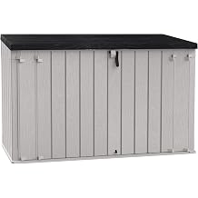 Toomax Stora Way All-Weather Outdoor XL Horizontal 7 x 3.5 Storage Shed Cabinet for Trash Can, Garden Tools, Yard Equipment, Taupe Gray/Brown