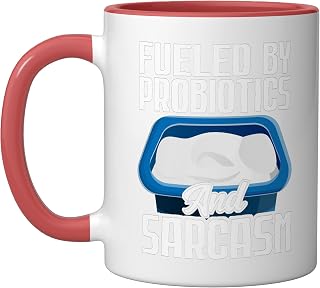 Fueled By Probiotics And Sarcasm Yogurt Cheese Labneh Ceramic Mug, Red/White