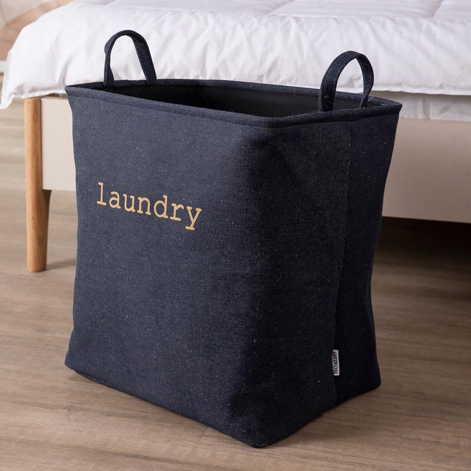 HOKIPO Laundry Basket Clothes Hamper. Collapsible Denim Storage Basket With Handles, Large (Ar-3851), Blue-image-44