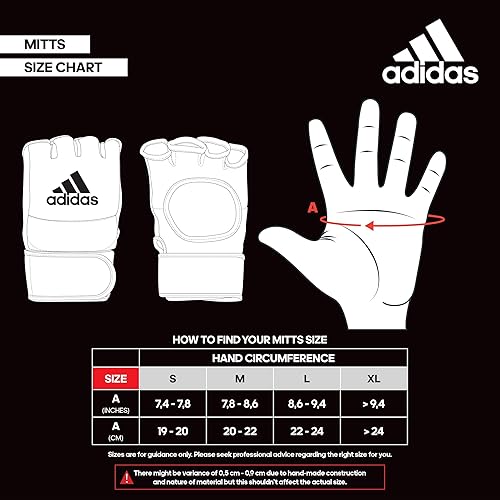 Miniatura 7 de adidas MMA - Guantes de entrenamiento con gancho y bucle MMA para hombres, mujeres, unisex, guantes con palma abierta para MMA, boxeo, kickboxing,