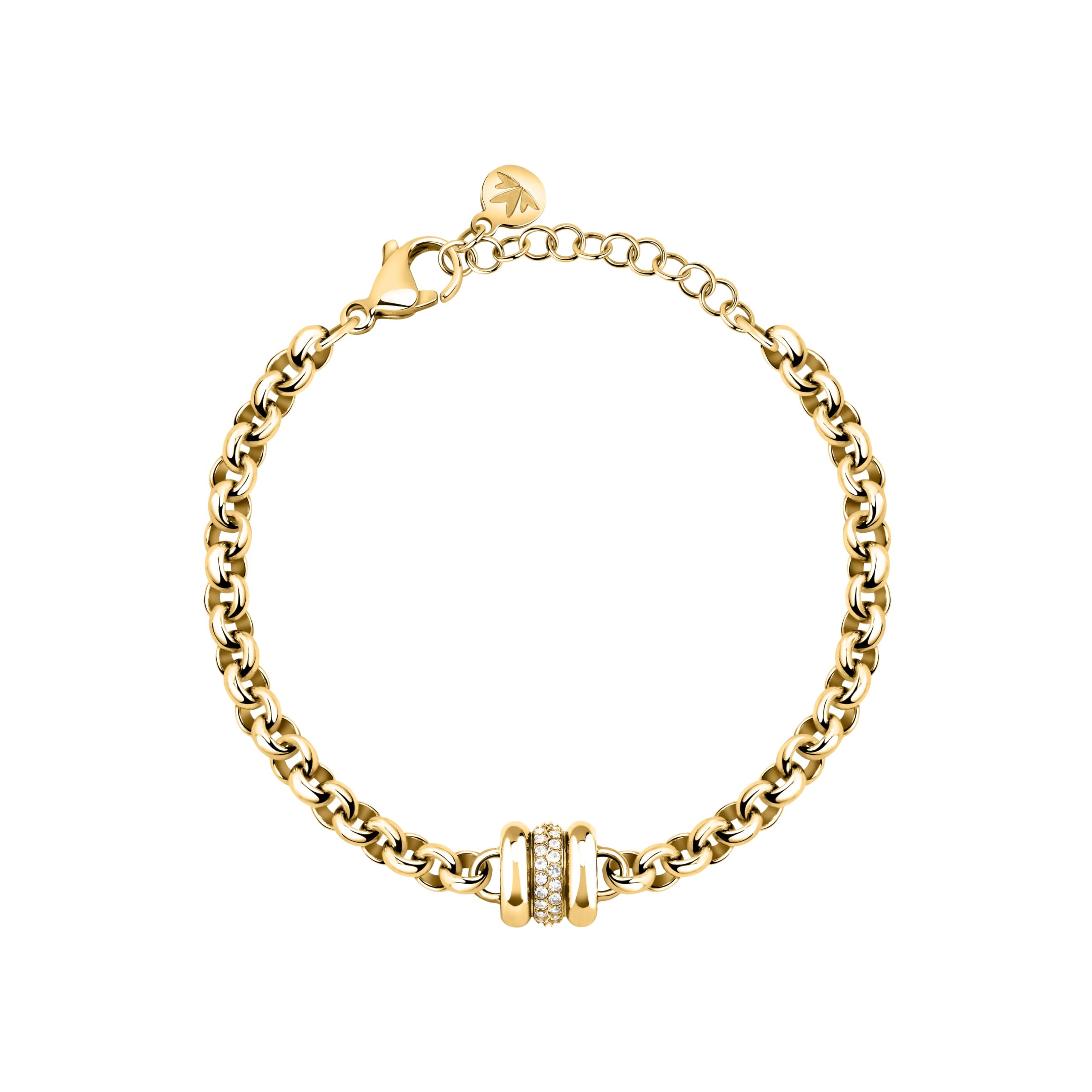 Morellato Vintage Bold Bracciale da Donna Catena | Acciaio, color Dorato, Cristalli, Misura 16 + 3 cm, SAZJ10