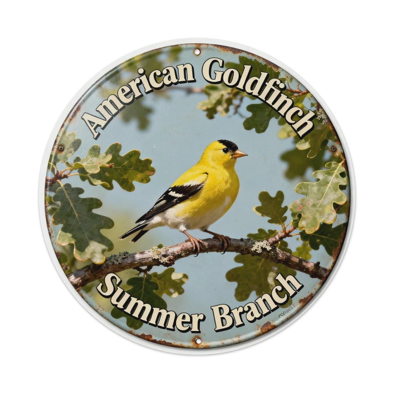 American Goldfinch Summer Branch Metal Tin Sign Plaque