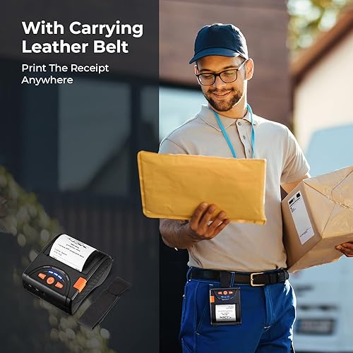 Miniatura 4 de MUNBYN Mini impresora de recibos Bluetooth inalámbrica de 2.283 in y papel térmico de 2 14 x 50 pies (20 rollos), papel de recibo de 2.283 in sin BPA