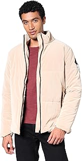 جاكيت منفوخ للرجال بياقة واقفة وأكمام طويلة بلون بيج رملي من ريفين