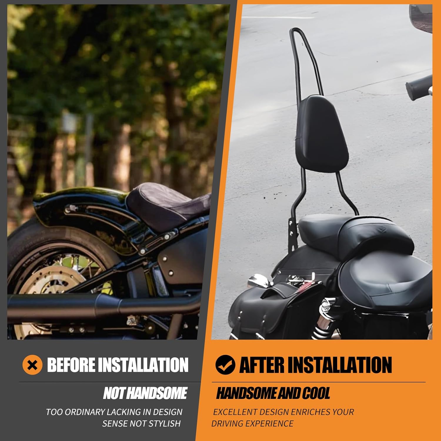 Motorcycle Rear Passenger Backrest Sissy Bar with Cushion Pad Fit For Harley Dyna Street Bob FXDB Super Glide FXD Low Rider FXDL 2006-2016
