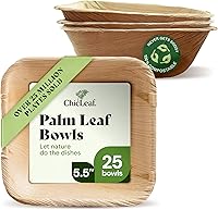 Chic Leaf Mini Palm Leaf Bowls 5.5" Square Disposable - Eco Bamboo Style for Weddings Parties Appetizers (25 Pack)