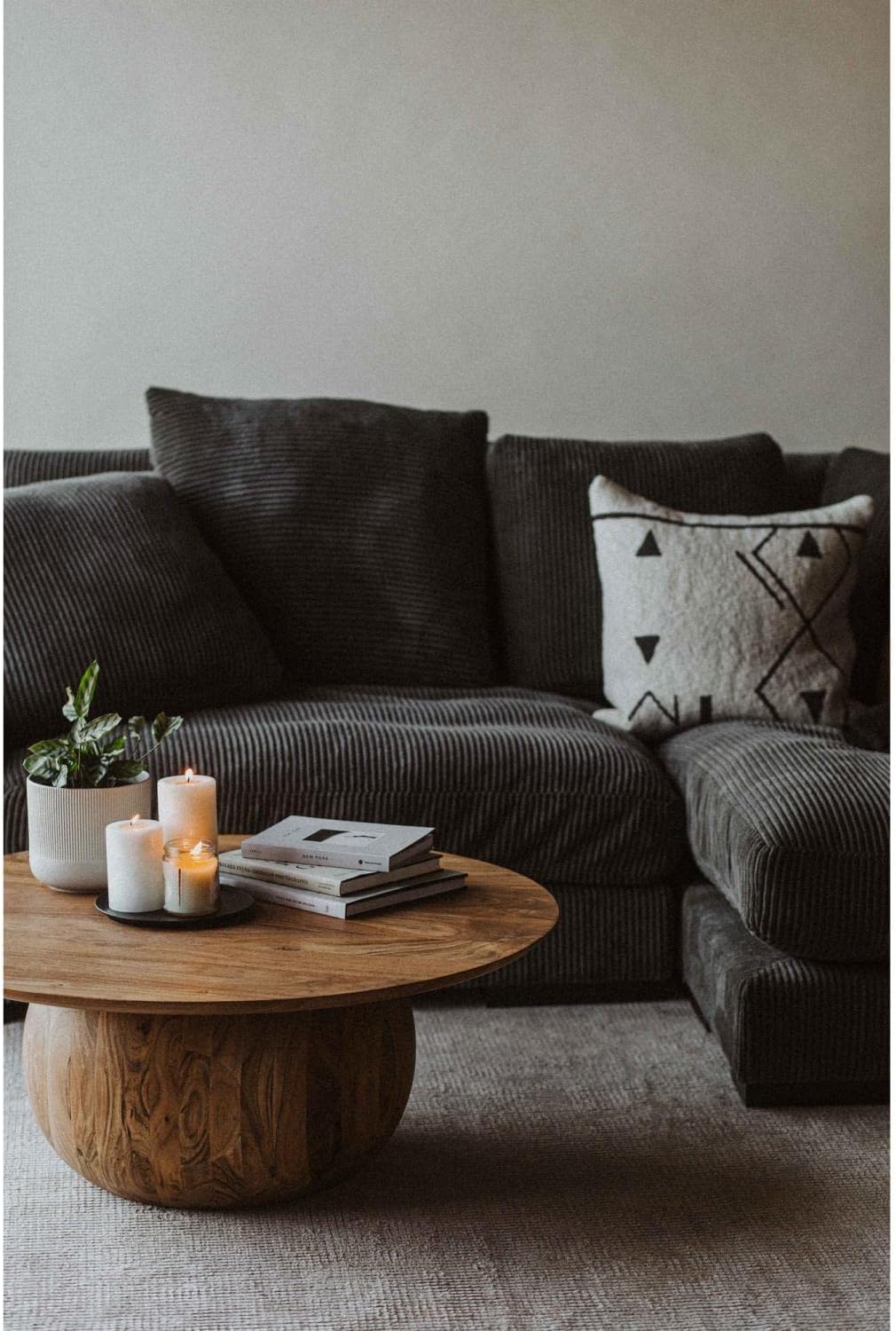 Moe's Home Collection Bradbury Circular Wood Coffee Table in Natural