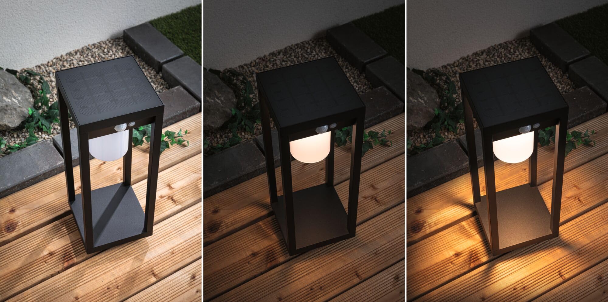 Paulmann 94573 LED Solar Lichtobjekt Marisol mit Bewegungsmelder IP44 incl. 1x5,5 W Warmweiß Schwarz kabellos Kunststoff wiederaufladbar 3000 K