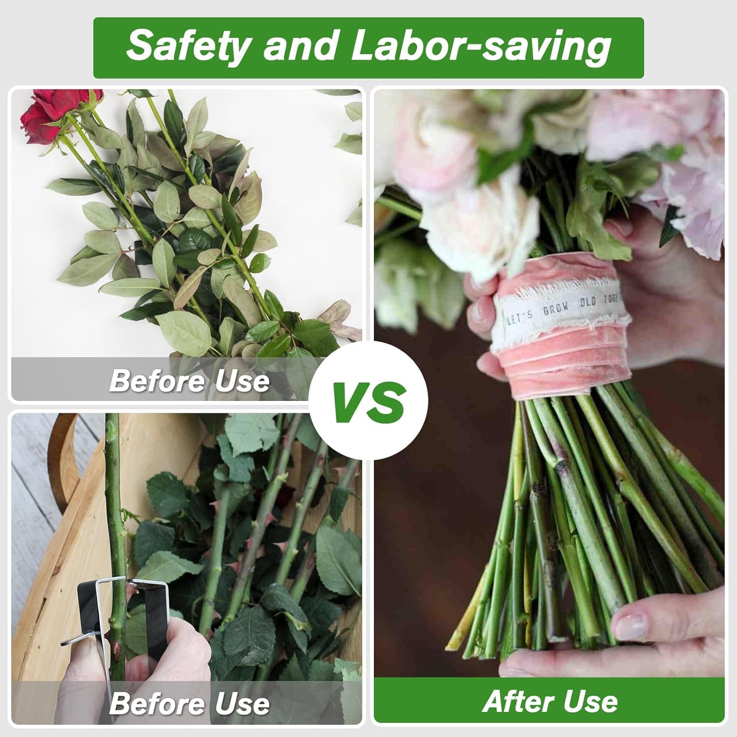 2 peladores de espinas de rosa, removedor de espinas de rosa, limpiador de flores, jardinería, adecuado para floristería profesional, hogar, bricolaje, trabajo profesional de jardinería