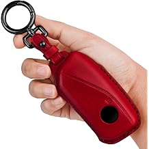 Tukellen for BMW Leather Key Fob Cover Compatible with 2023 2024 2025 2026 BMW 5/7 Series IX I5 M60 X5 X7 X6 IX I7 Red