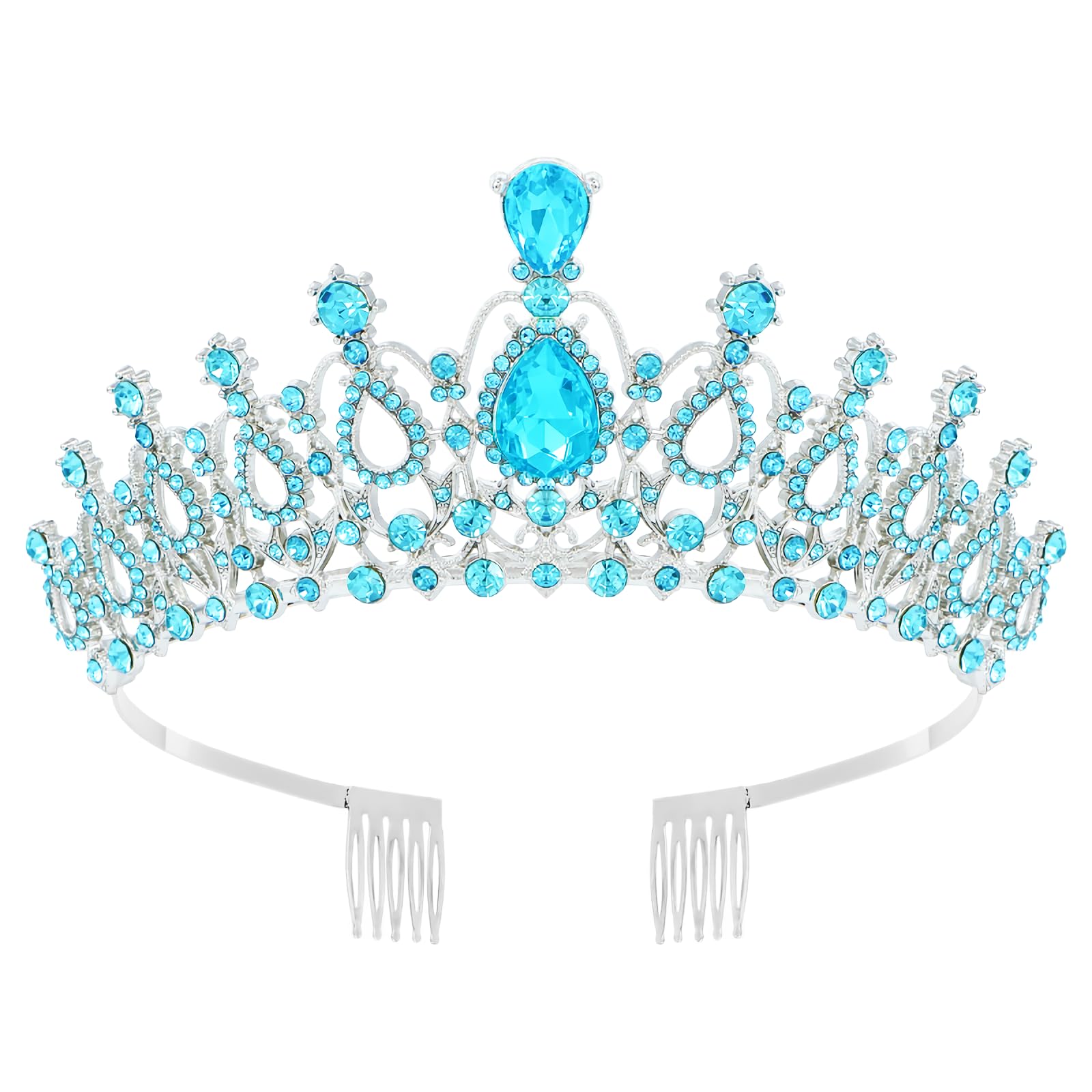 Papoopy Tiara Crown for Women, Headband Hair Accessories for Birthday Wedding Party Costume (C-Blue)