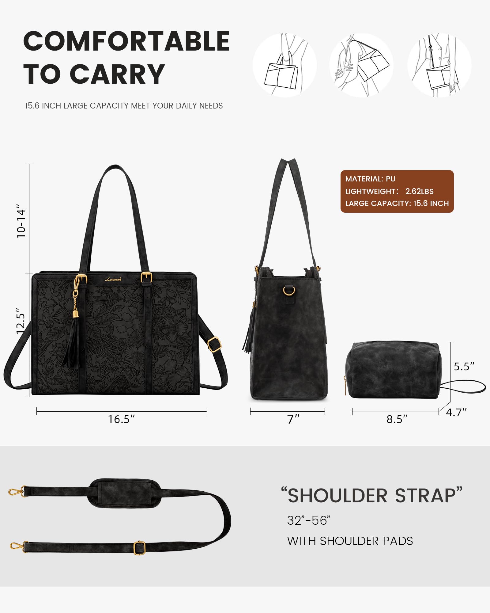 LOVEVOOK Borsa Donna Elegante Tote Bag da Lavoro Università