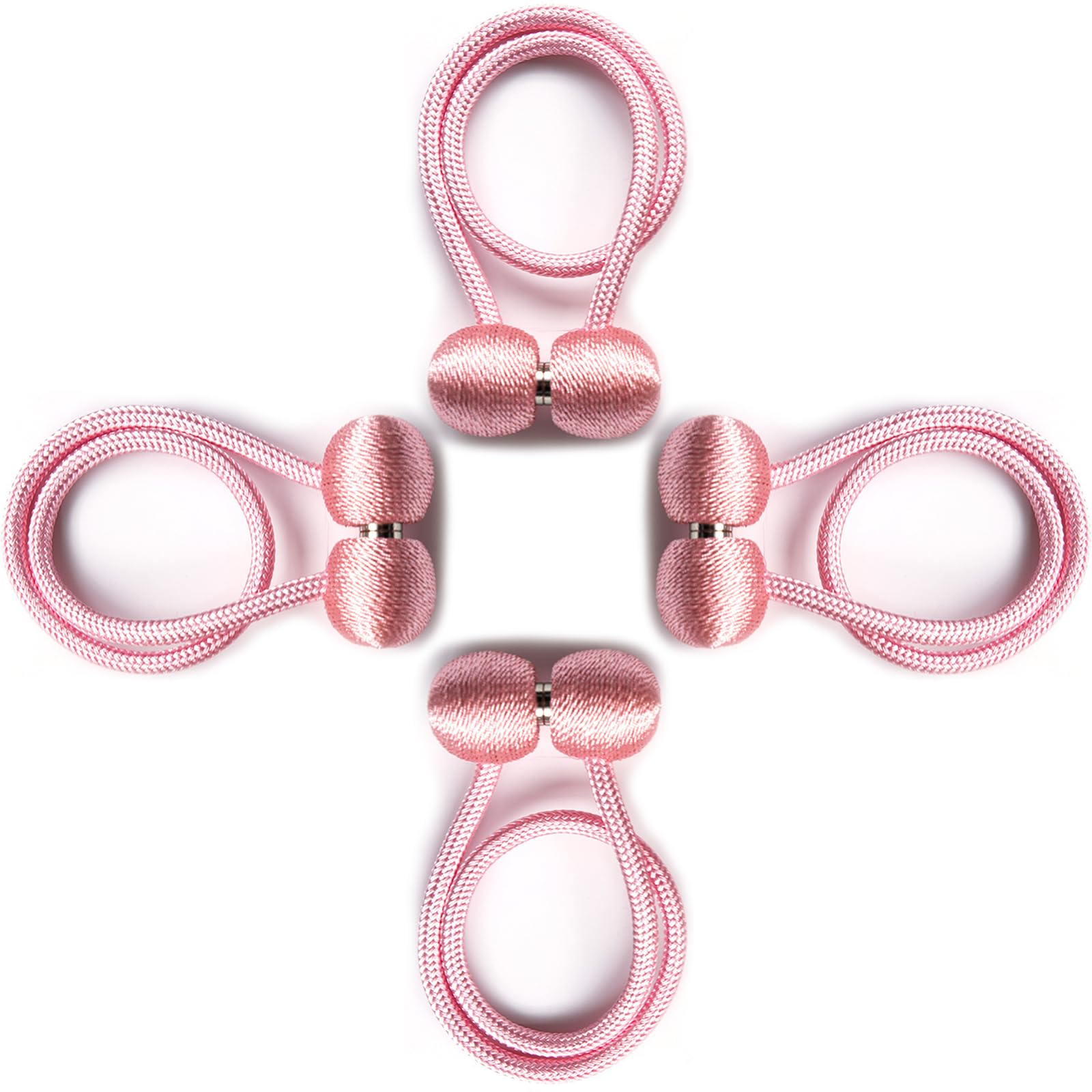 SHELFLOVER Magnetic Curtain Tiebacks 4pcs, Curtain Buckles Holders for Bedroom Living Room Home Window Treatment Decorative, Pink
