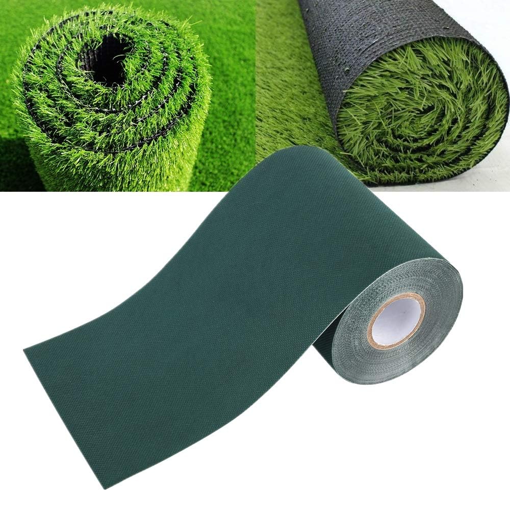 Cinta de sutura de césped artificial de 150 mm * 10 m cinta de césped cinta de césped, utilizada para césped de jardín Astro y césped artificial de alta densidad (negro / verde) (verde)