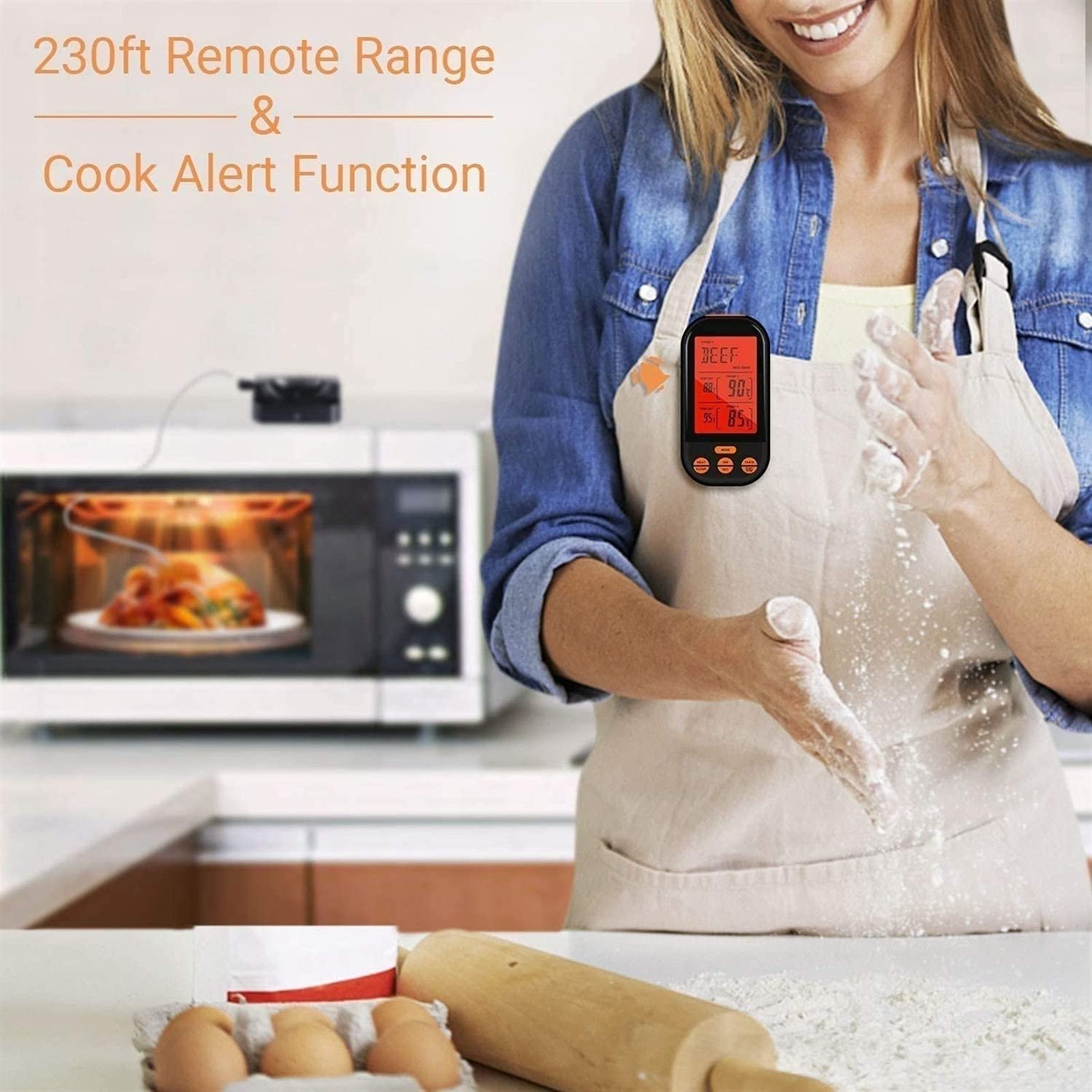 XMING Termometro di Carne Digitale, istantaneo Leggi Il termometro da Cucina Alimentare con Dual sonda per Fumatore, griglia, Forno, BBQ.