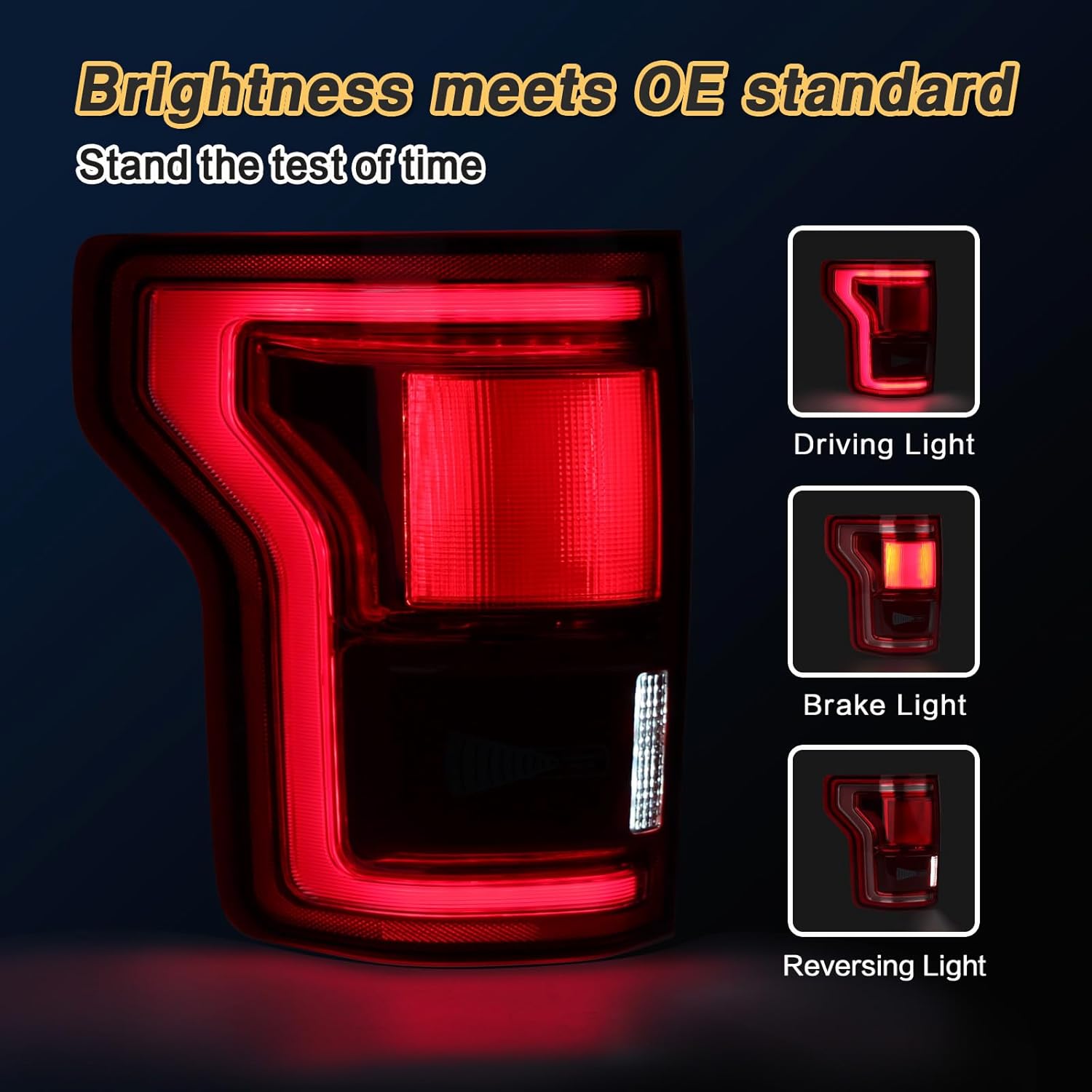 LED Tail Lights Compatible With Ford F150 2015 2016 2017 Rear Brake Lamp Signal Assembly ‎Taillights with Blind Spot Module Not Included Replace HL3Z13405D (Left Driver Side)