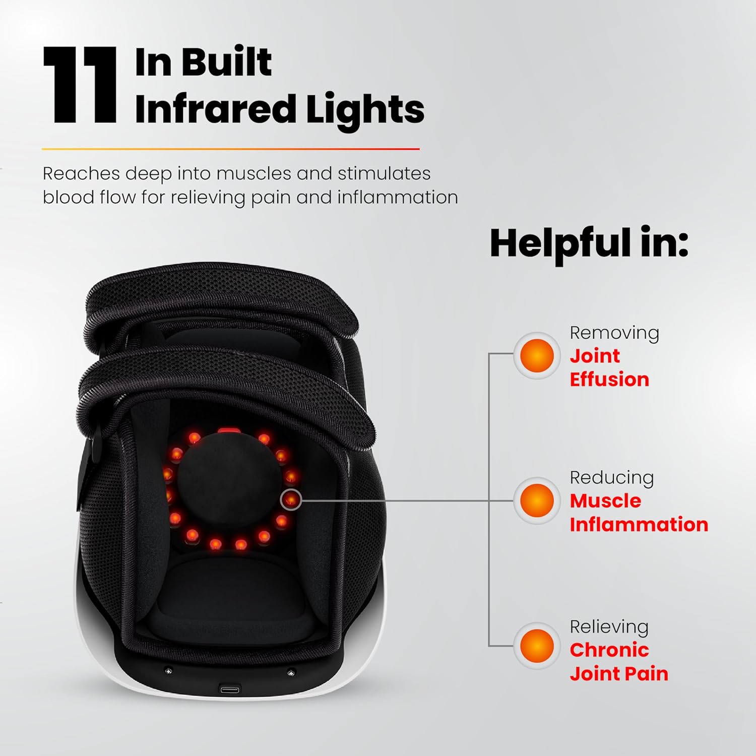UltraCare PRO UNIQ Knee Massager - 1 Year Warranty - Joint & Muscle Pain Relief - Heat, Vibration, Infrared & Laser Therapies - Rechargeable - Arthritis Massager - Portable & Lightweight