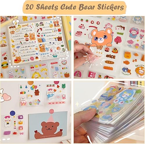 Miniatura 6 de Juego de 462 piezas de papelería de rana linda, suministros de oficina escolar Kawaii, incluye un divertido estuche para lápices, bolígrafos de