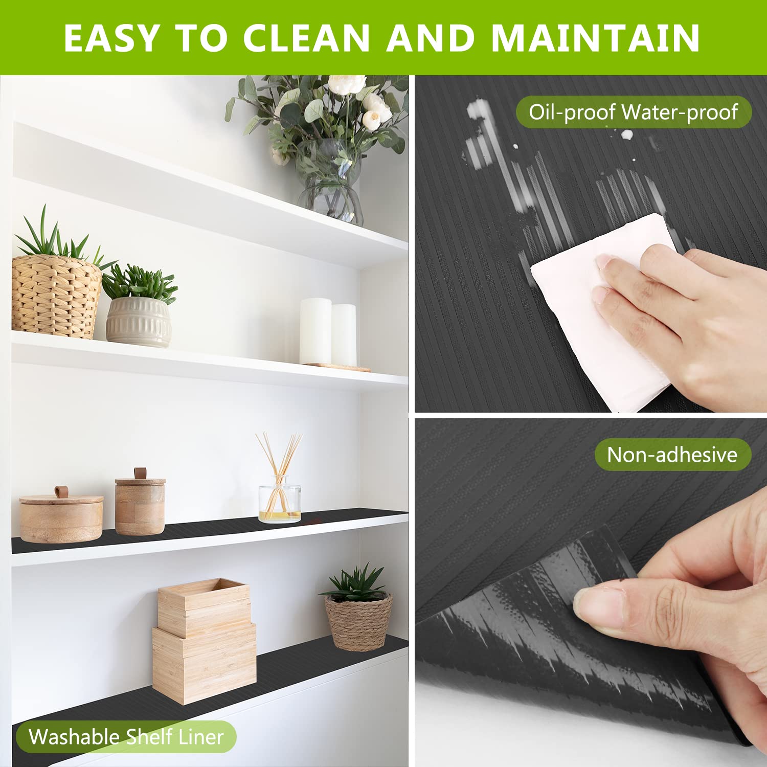 Origuuds Revêtement D'étagère, Revêtement De Tiroir Non Adhésif, Imperméable Et Résistant à L'huile En Plastique EVA Sans BPA, Tapis De Protection En Papier Pour étagères (blanc, 30,5 X 152,4 Cm