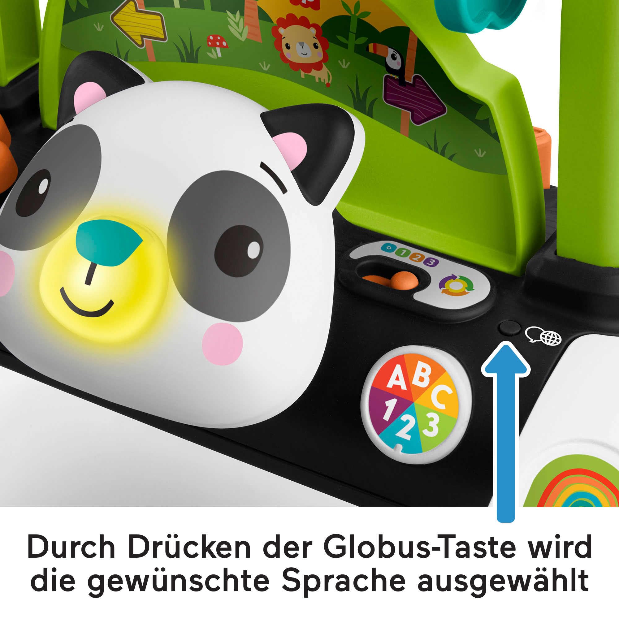 FisherPrice HJY73 Dwustronny Chodzik Panda Growing Interaktywne Centrum Zabaw z Ponad 100 Piosenkami, Dźwiękami i Wypowiedziami dla Dzieci