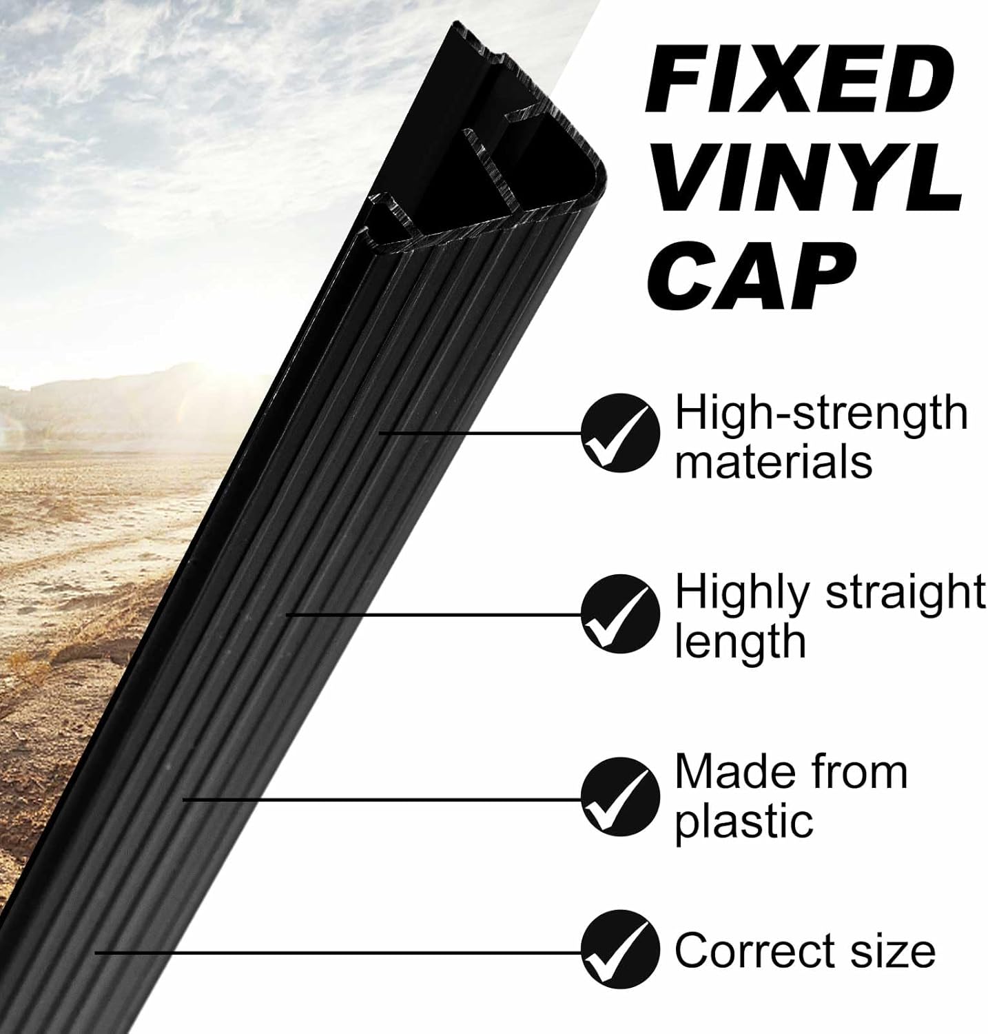 Pangda 4 Pcs 36" L Fixed Vinyl Sill Cap 1-3/8 Inches High Exterior Door Threshold Seal Replacement for Residential Door Trim-to-fit Fixed Vinyl Sill for Residential Entry Waterproof(Black)