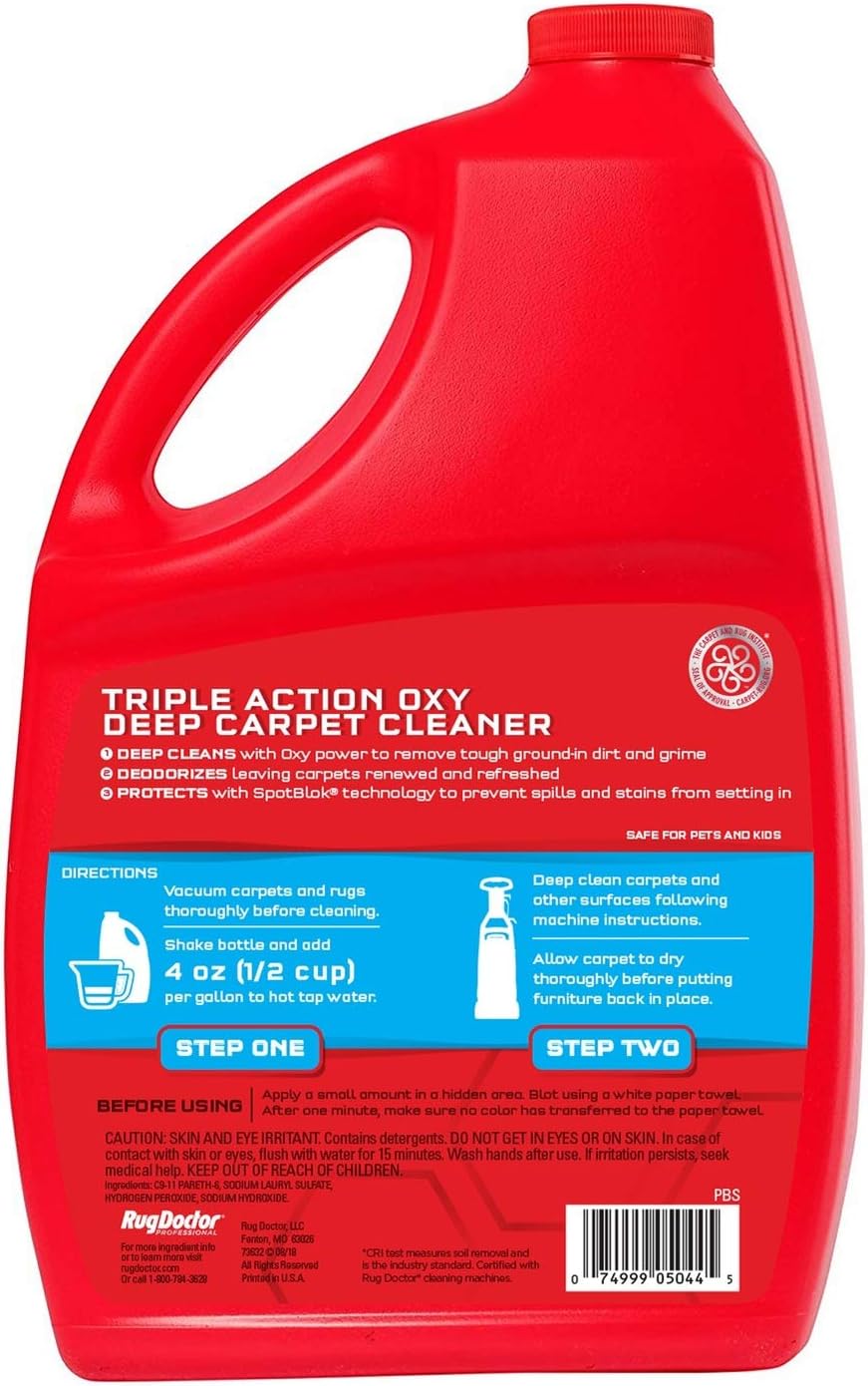 Rug Doctor Oxy Deep Cleaner Solution for Rental Cleaners, Non-Toxic Deodorizing Formula with Oxygen Power to Lift Stains and Spots, 96 oz. : Everything Else
