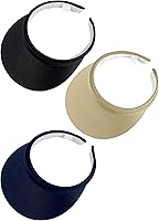 Ydocqli 3 Pack Adjustable Clip-On Sun Visors for Women Men - Breathable Golf Beach Outdoor Hats Wide Brim