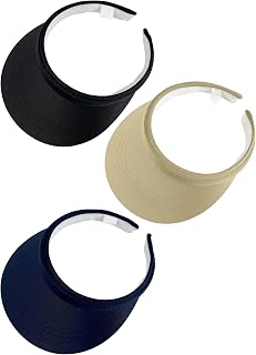 Ydocqli 3 Pack Adjustable Clip-On Sun Visors for Women Men - Breathable Golf Beach Outdoor Hats Wide Brim