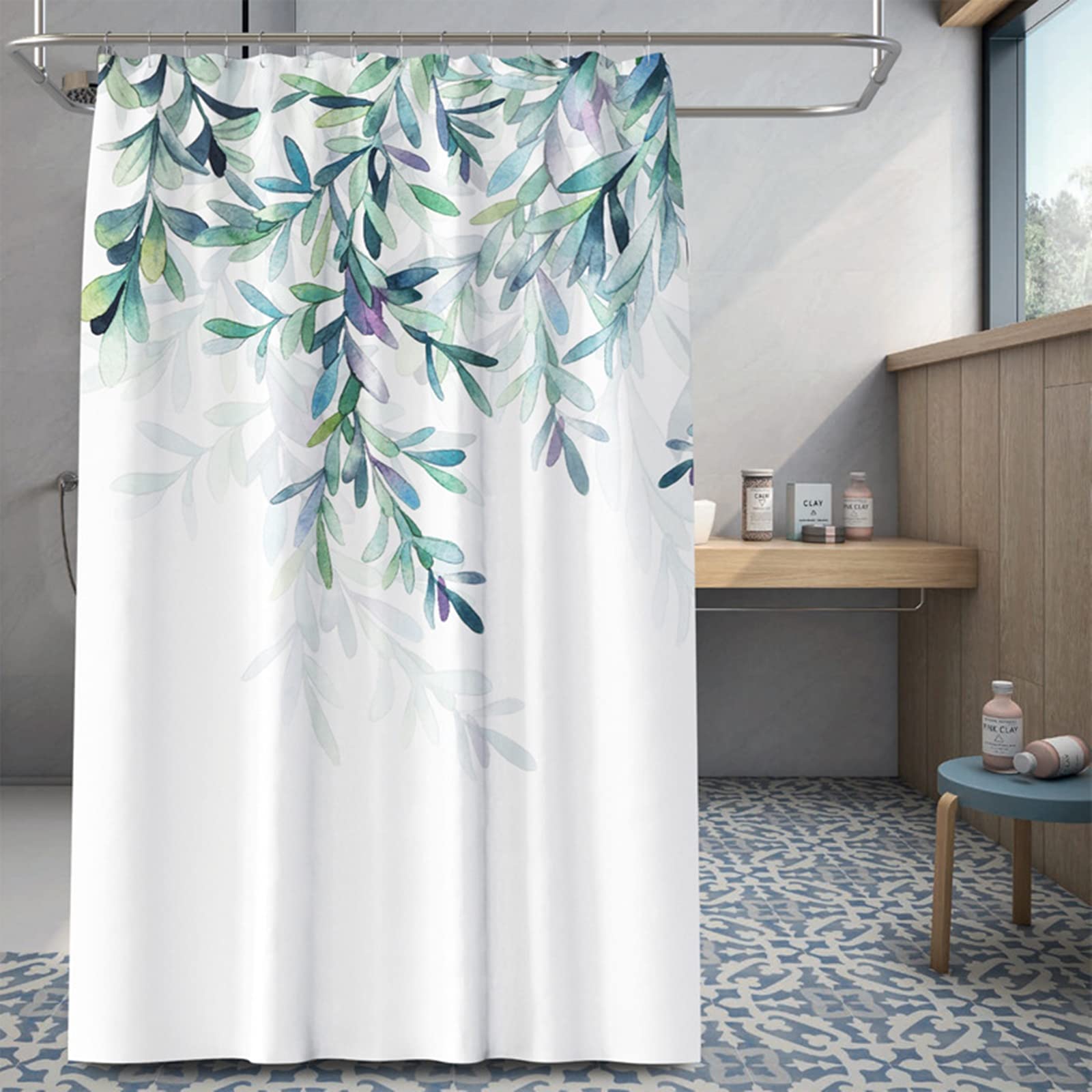 Rideau douche branches et feuilles pour une salle de bain esprit spa nature