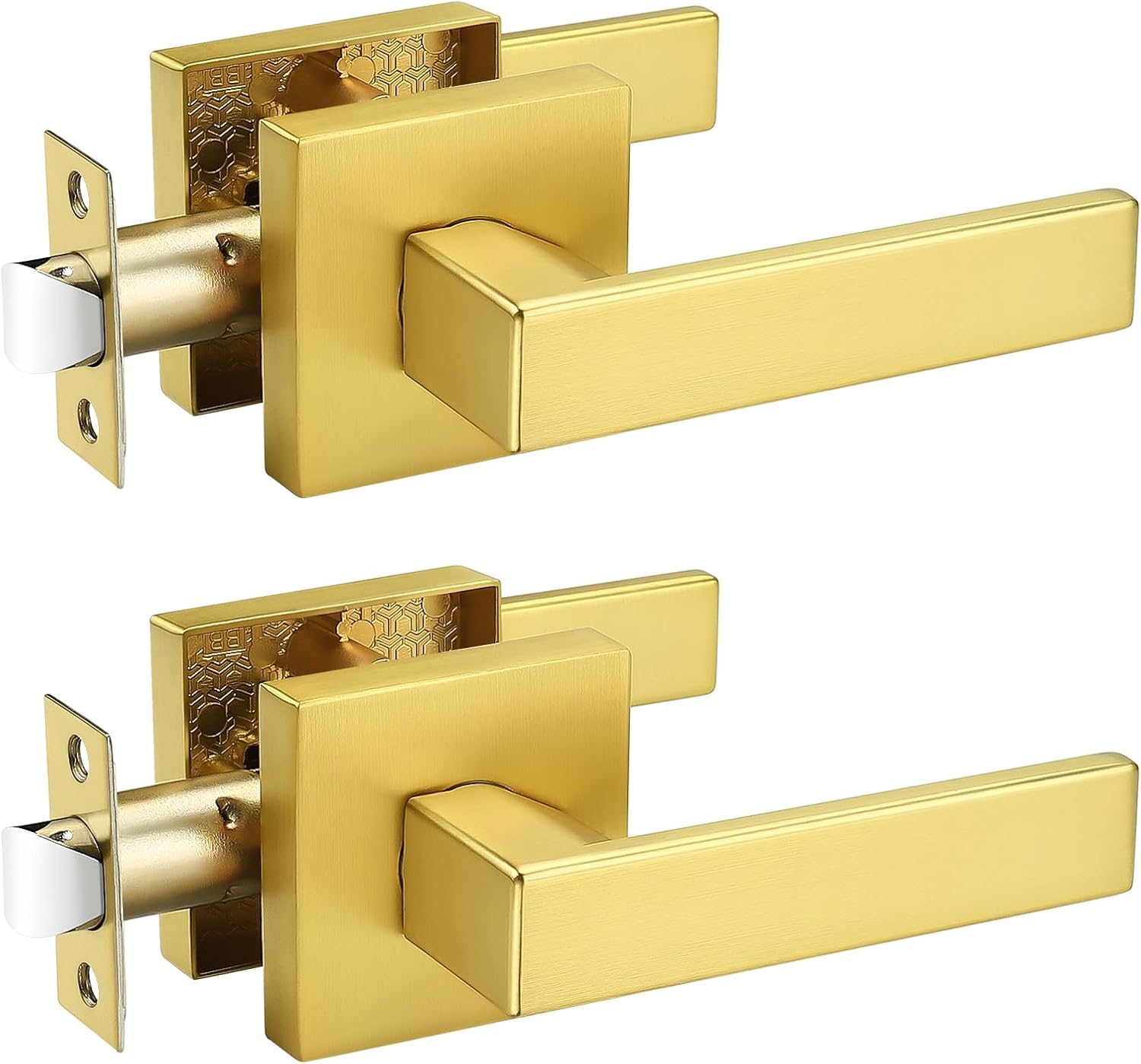 Probrico 2 Pack Gold Passage Door Levers Square Door Lever Door Lock