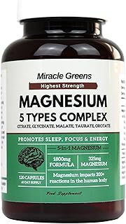 5 in 1 Magnesium Complex – Citrate, Glycinate, Malate, Taurate & Orotate – 1800mg of Magnesium providing 325mg Elemental Magnesium – For Sleep, Energy, Muscles and Stress – 120 Capsules Made in The UK
