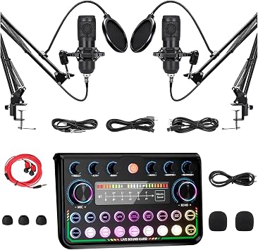 Podcast Equipment Bundle,Streaming Microphone Podcast Starter Kit for 2/1
