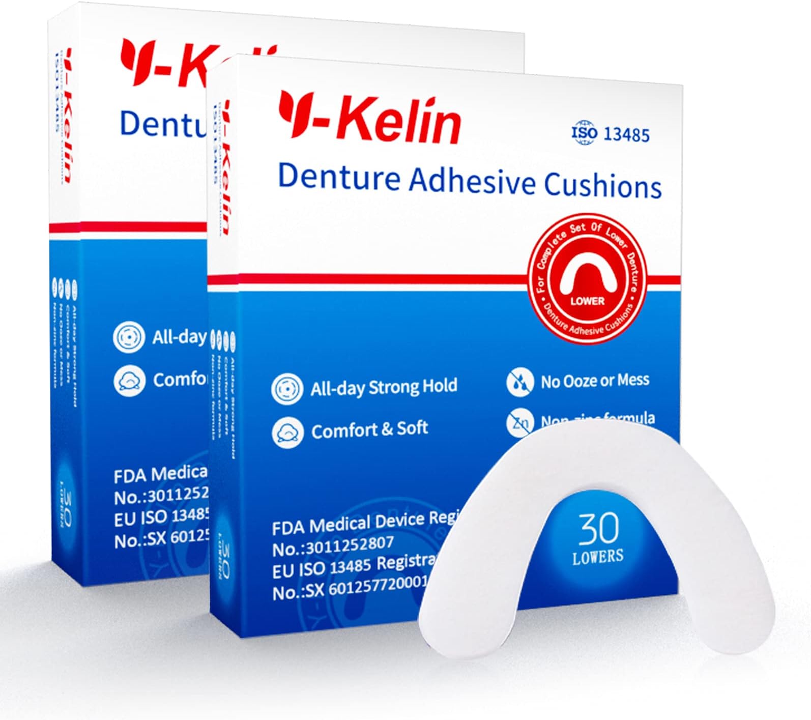 Y-Kelin Denture Adhesive Cushion 30 pads (Lower) (pack of 2)