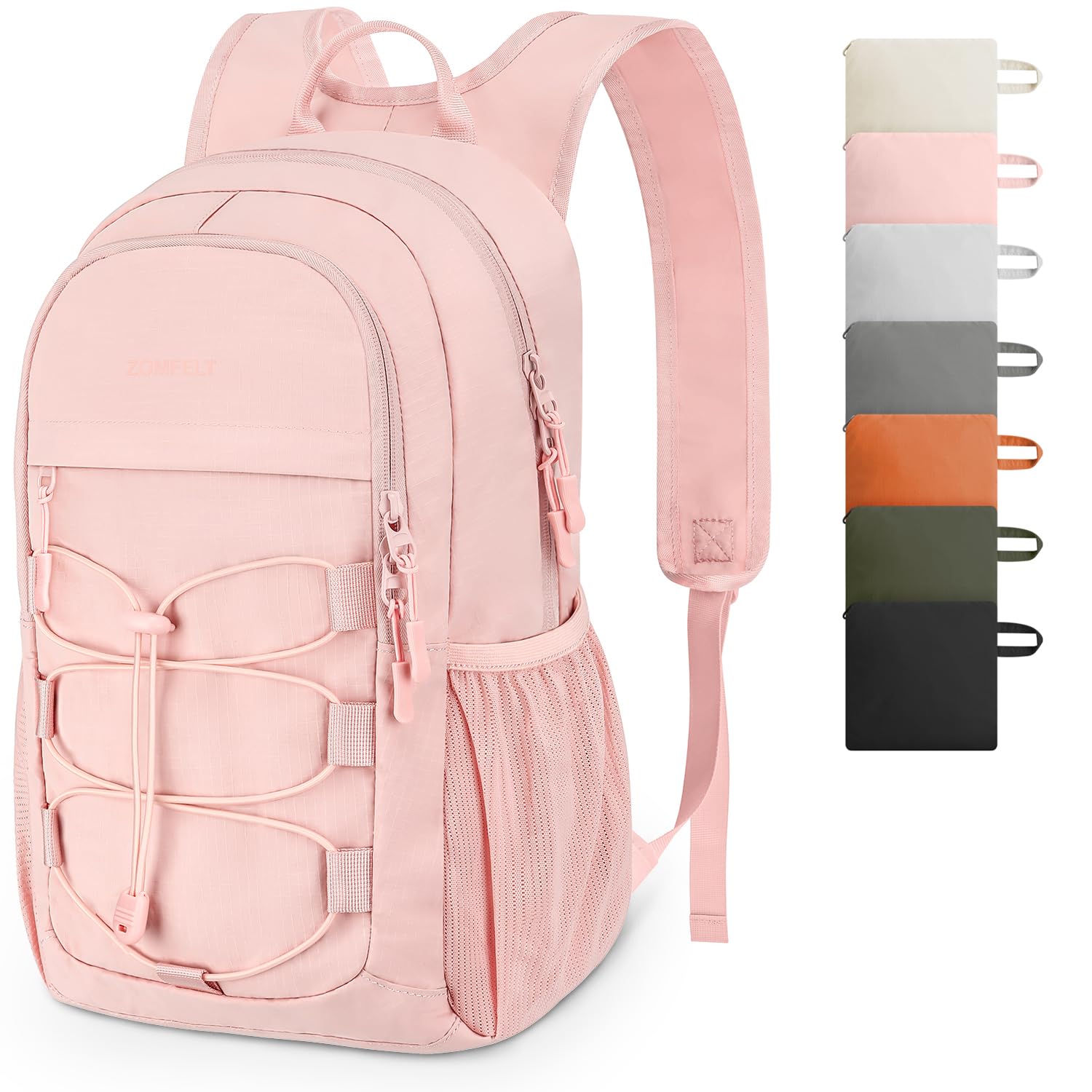 ZOMFELT Hiking Backpack for Women Men, 15L Lightweight Packable Backpack for Trip, Water Resistant Small Travel Backpacks, Foldable daypack for Hiking, Walking, Cycling, Camping, Pink