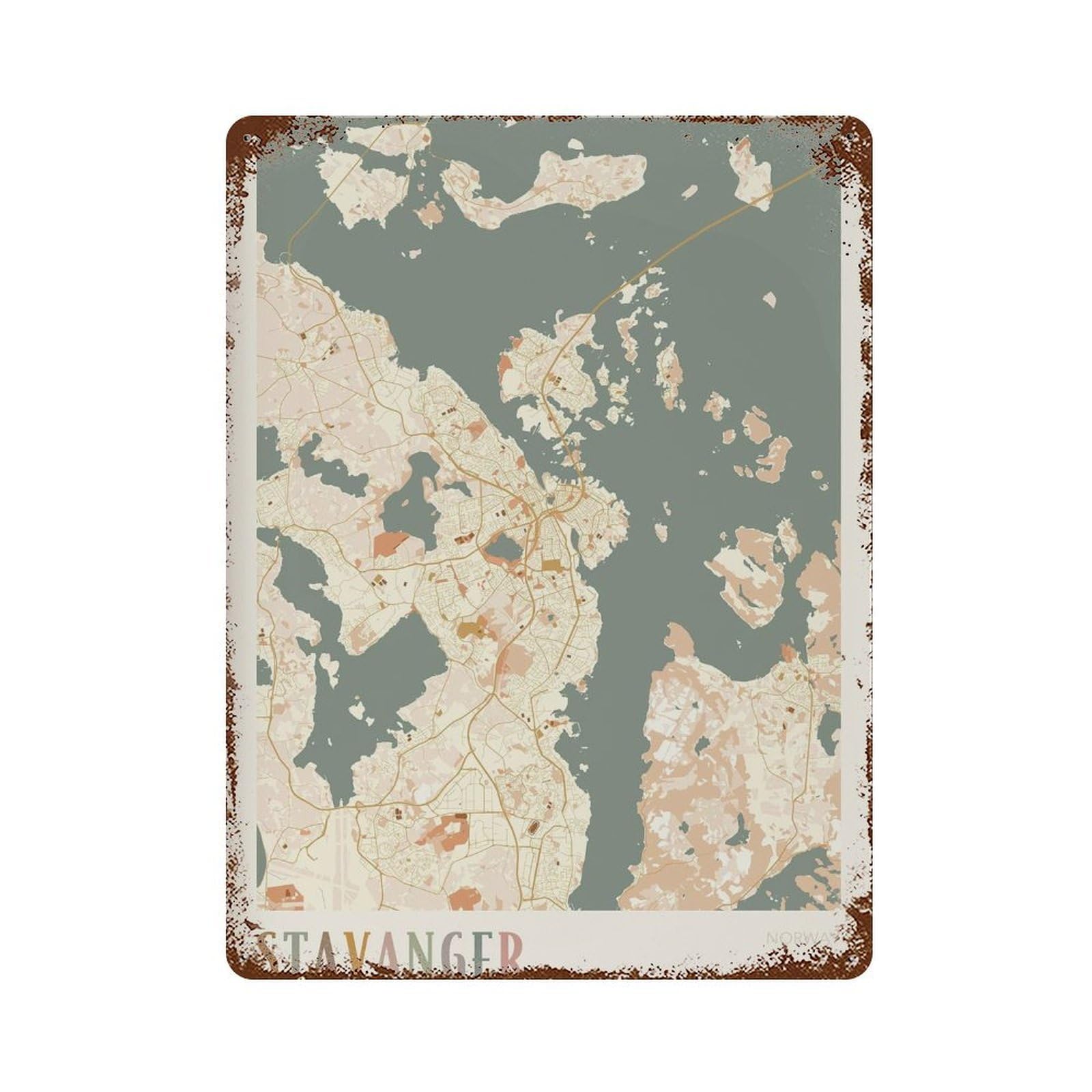 xiaoxiaoshen Stavanger Map Norway Travel Gift Boho Wall Decor Art Metal Tin Poster Modern Home Decor Art Home Bar Shop Decorations Vintage Sign 40x30cm