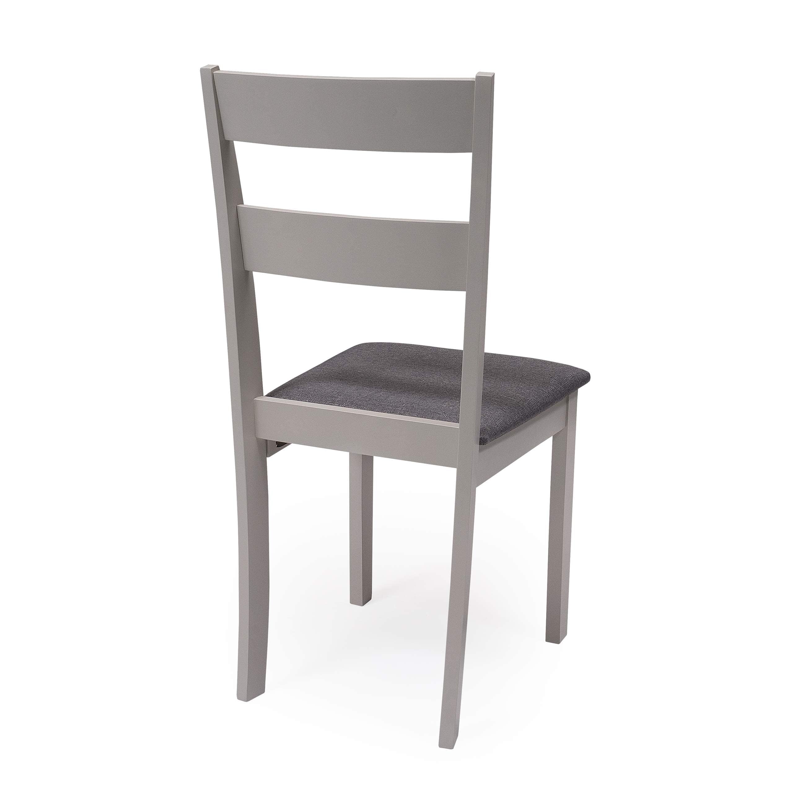 Homely - Conjunto de Comedor Dallas Grey | Mesa de Cocina Redonda Extensible de 90 cm (17,5/55 / 17,5) cm. | Mesa con 2 alas abatibles | 2 sillas de Cocina/Comedor de Madera Lacado en Gris