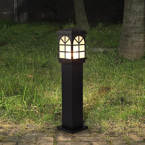Miniatura 3 de Luces de poste al aire libre, luz de césped impermeable al aire libre, pantalla de vidrio de metal, luz de jardín, villa, paisaje, decoración de la
